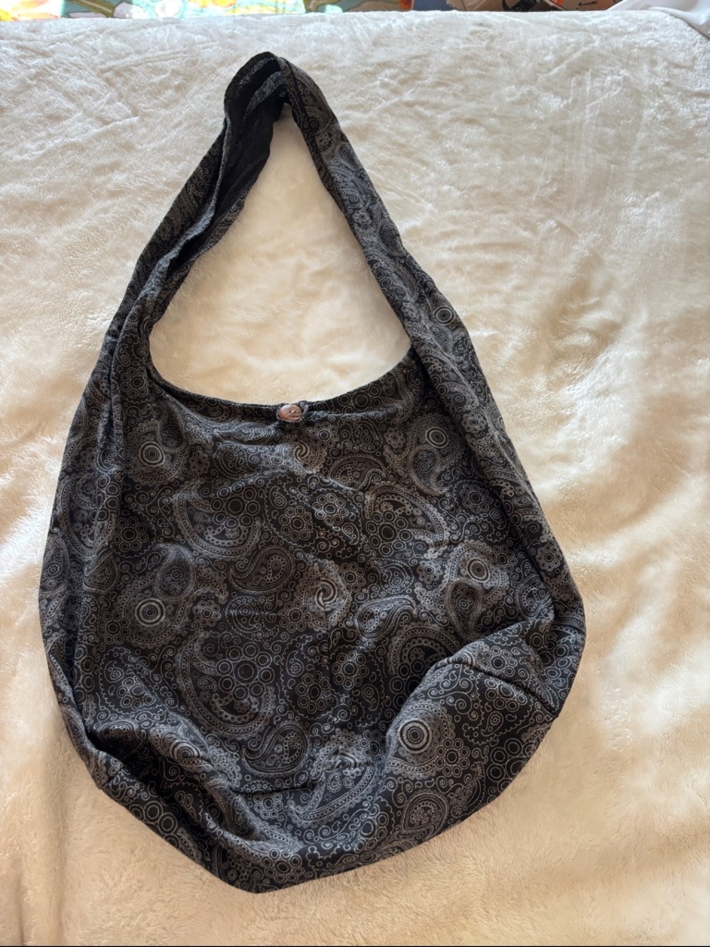 Casual Black Patterned Hobo Shoulder Bag
